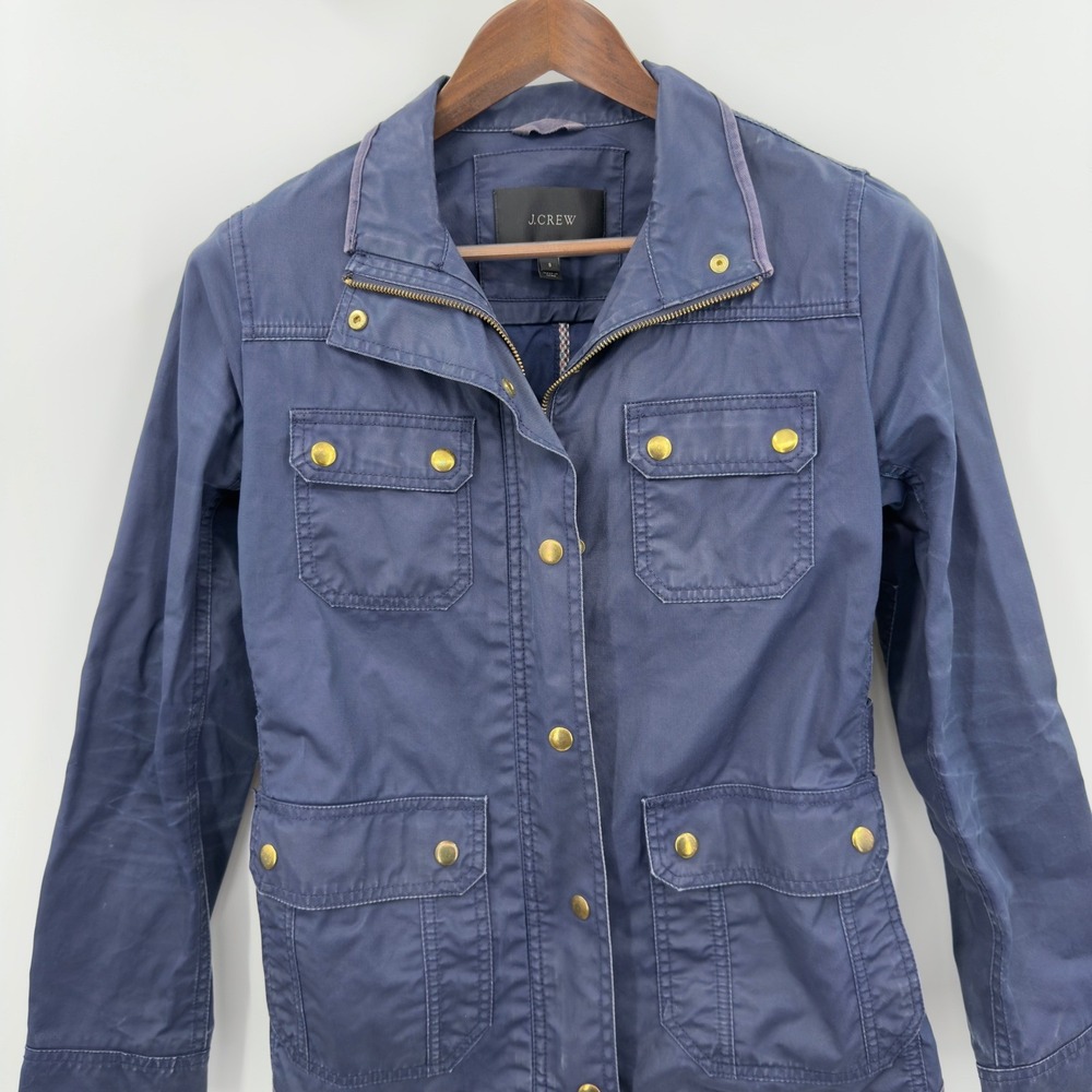 J Crew Navy Downtown Field‎ Waxed Utility Jacket 19034 Size S Countryside